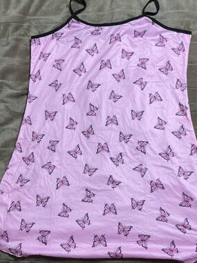 Pink Butterfly Satin Slip Dress